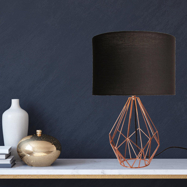 Navy and copper table shop lamp